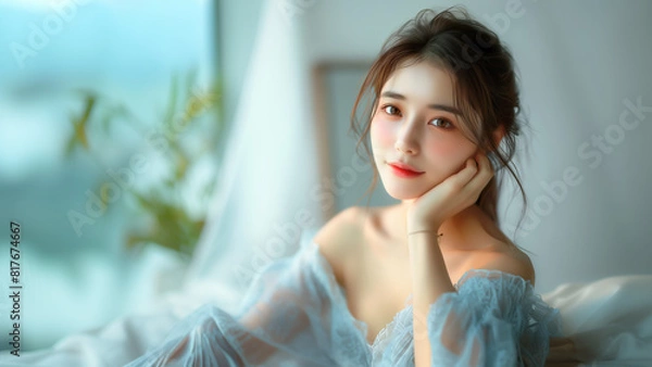 Obraz 美しい かわいい 女性モデルのビューティーポートレート