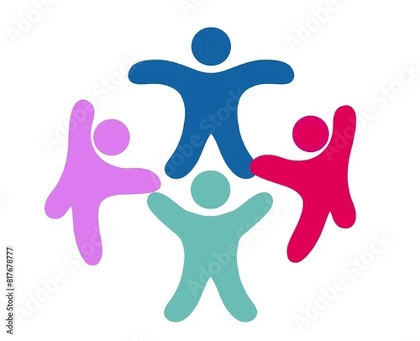 Fototapeta peple in circle, unity diversity  support. Group of arms illustration teamwork