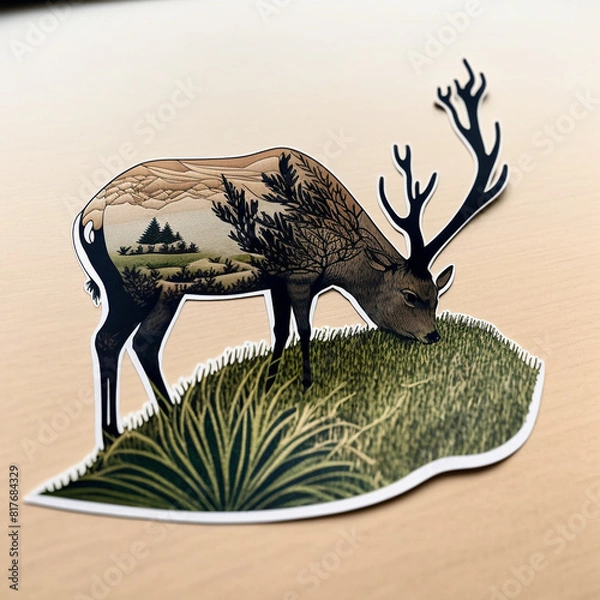 Obraz Nature inspired cute deer cutout on Isolated Transparent Background generative ai technology