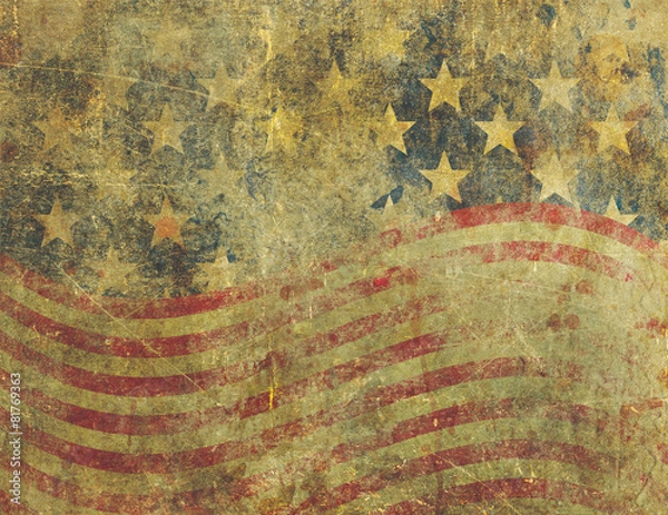 Fototapeta Grunge American Flag Design Severly Faded and Damaged