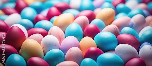 Fototapeta Colorful Easter eggs on a background with copy space image
