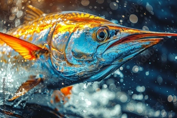 Fototapeta Marlin caught during a deep-sea fishing expedition, symbolizing adventure. 