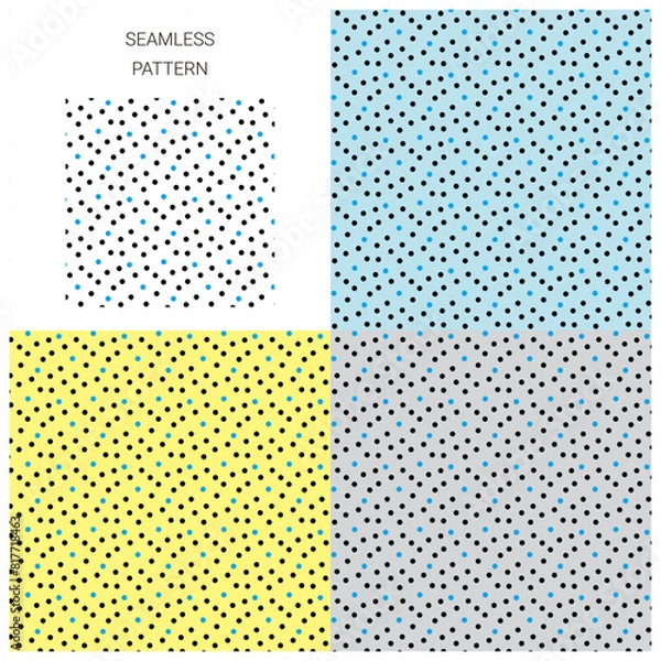 Obraz シームレスパターン_ドット_黒シアン