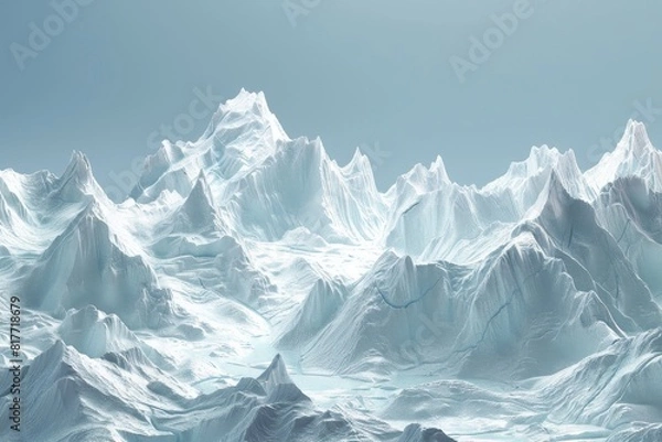 Fototapeta A vast, snowy landscape with mountains in the background