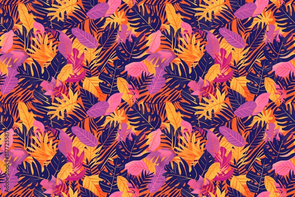 Obraz Bold colorful tropical leaf pattern