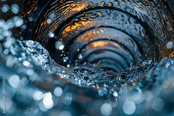Fototapeta Close up of water pipe with flowing water