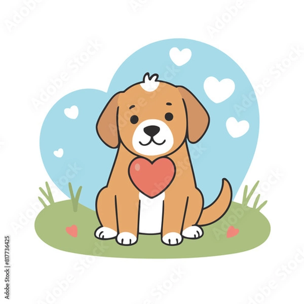 Obraz Vector illustration of a cute Dogs for toddlers story books