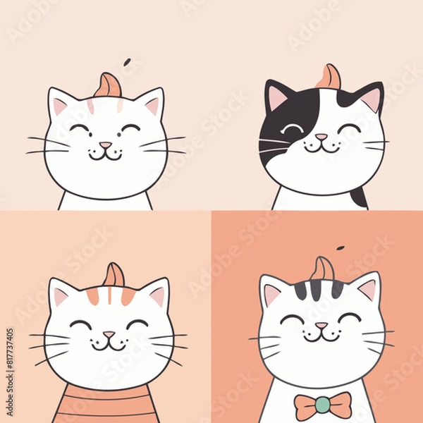 Fototapeta Cute vector illustration of a Cat for children book
