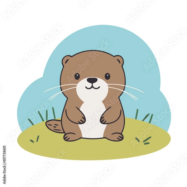 Fototapeta Vector illustration of a cute Otter for kids books
