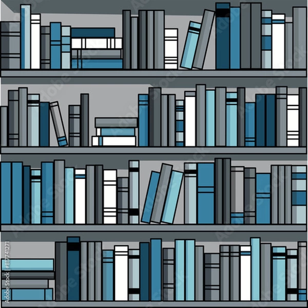 Fototapeta Seamless pattern with shelves and books