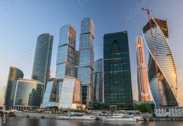 Obraz Россия. Деловой центр Москва-Сити на восходе.