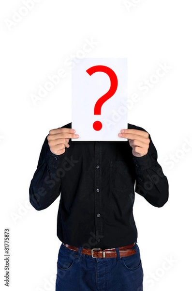 Obraz man hiding behind ask mark