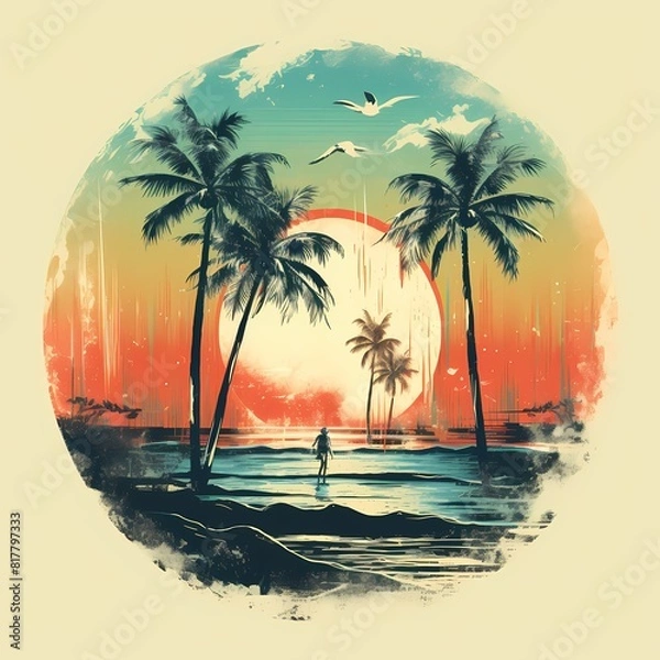 Fototapeta palm tree logo illustration