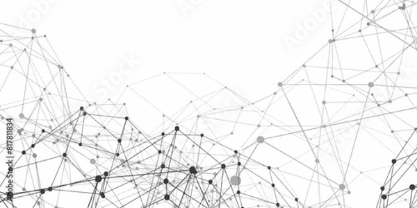 Obraz Abstract digital background of points and lines. Technology abstracts white digital background. abstract connecting dots and lines. Connection science background Grey Mesh. Vector illustration.