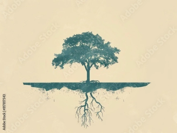 Fototapeta A tree with its roots visible in the water