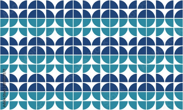 Fototapeta Blue and green Abstract dot block square diamond continue as round chain flower, seamless repeat pattern, design for fabric print or wrap paper background wallpaper