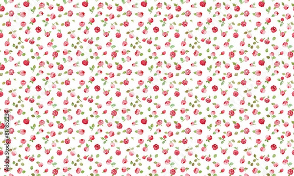 Fototapeta pink and red mini rose pattern, background