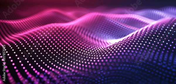 Fototapeta Modern abstract glowing halftone dots in neon pink hues.