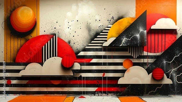 Obraz Bold geometric lines, contrasting colors and dynamic patterns creating a striking visual