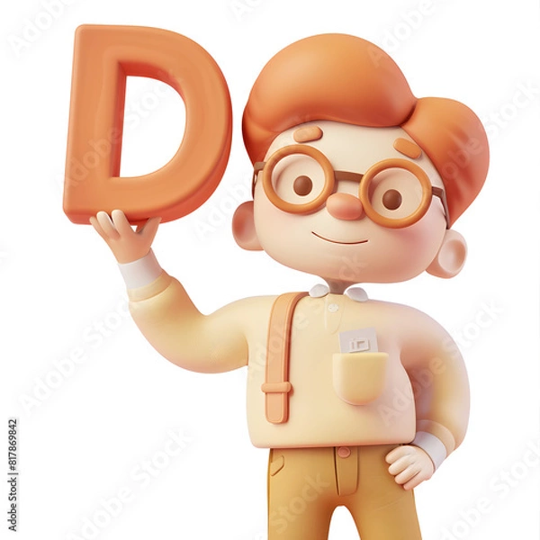 Obraz 알바펫 D를 들고 있는 3D 애니메이션 캐릭터