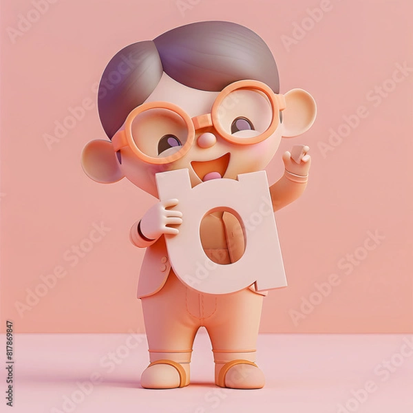 Obraz 알바펫 D를 들고 있는 3D 애니메이션 캐릭터