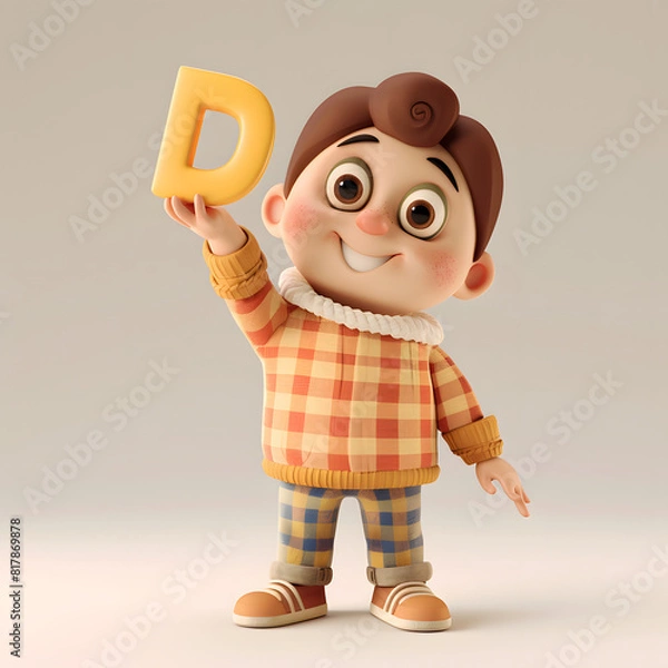 Obraz 알바펫 D를 들고 있는 3D 애니메이션 캐릭터