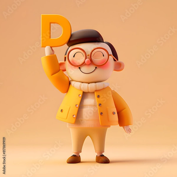 Obraz 알바펫 D를 들고 있는 3D 애니메이션 캐릭터