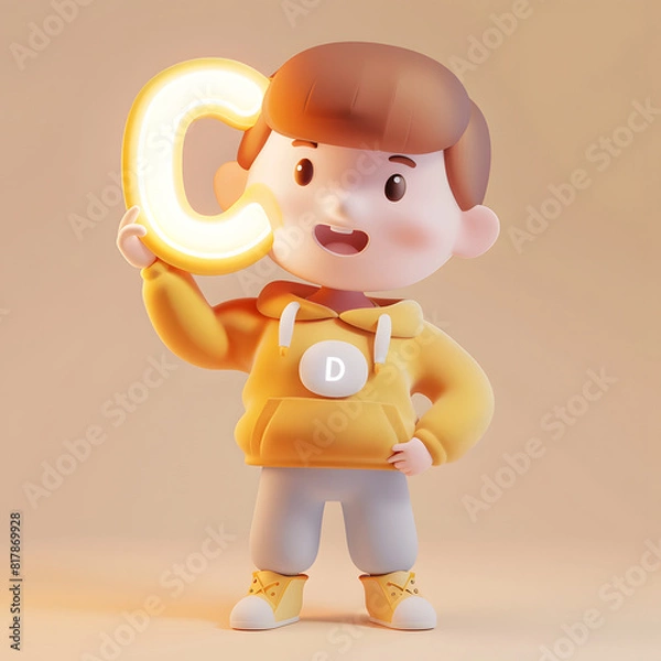 Obraz 알바펫 D를 들고 있는 3D 애니메이션 캐릭터