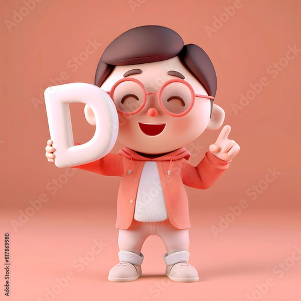 Obraz 알바펫 D를 들고 있는 3D 애니메이션 캐릭터