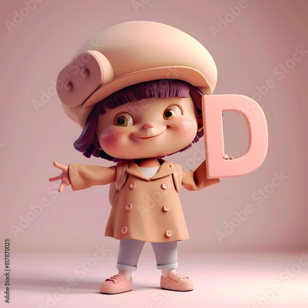 Obraz 알바펫 D를 들고 있는 3D 애니메이션 캐릭터