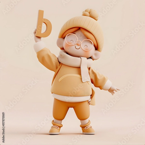 Obraz 알바펫 D를 들고 있는 3D 애니메이션 캐릭터