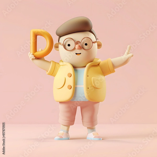 Obraz 알바펫 D를 들고 있는 3D 애니메이션 캐릭터