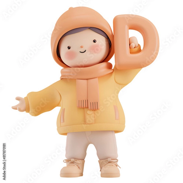 Obraz 알바펫 D를 들고 있는 3D 애니메이션 캐릭터