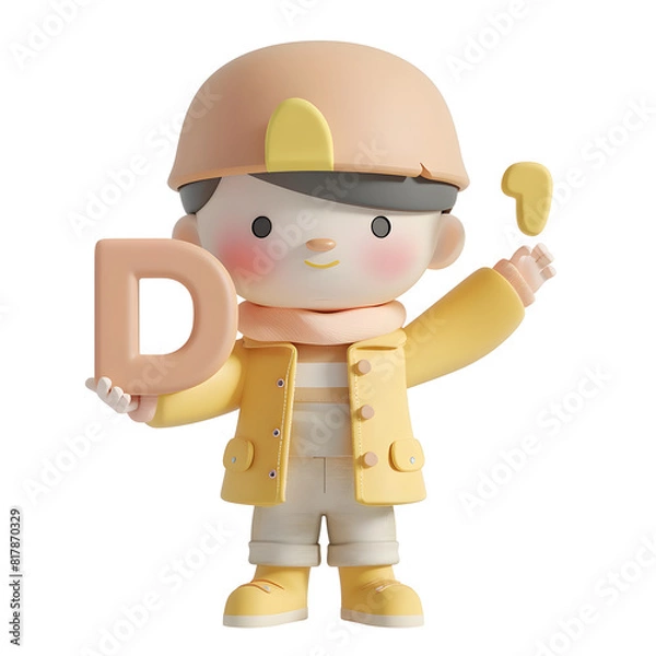 Obraz 알바펫 D를 들고 있는 3D 애니메이션 캐릭터