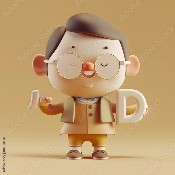 Obraz 알바펫 D를 들고 있는 3D 애니메이션 캐릭터