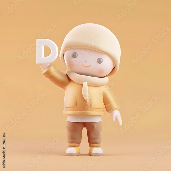 Obraz 알바펫 D를 들고 있는 3D 애니메이션 캐릭터