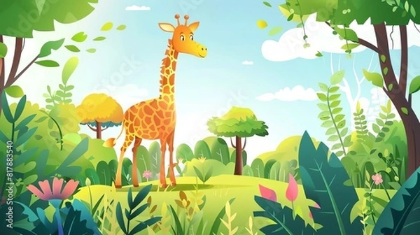 Obraz Wildlife photography flat design front view natural animation vivid