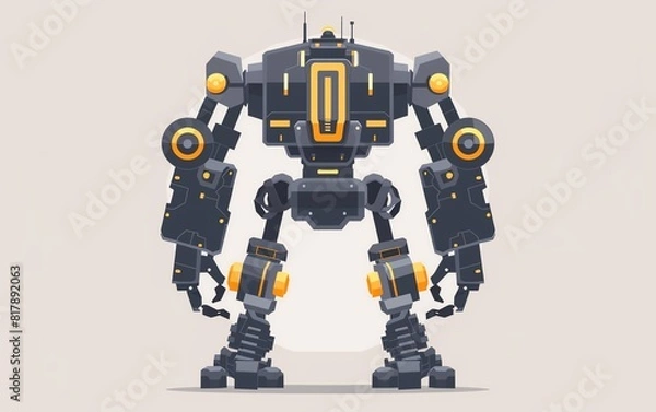 Fototapeta robot flat design front view mechanical theme animation Monochromatic Color Scheme