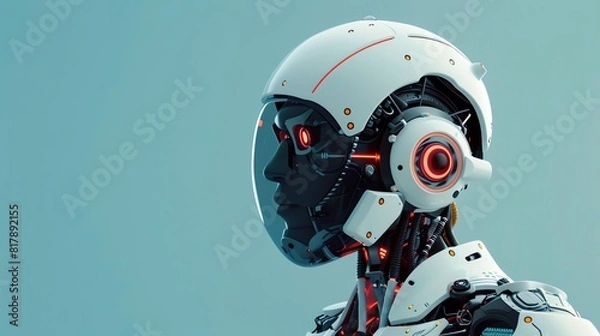 Fototapeta robot flat design side view cyberpunk theme 3D render Tetradic color scheme