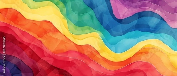 Fototapeta pride month flat design top view rainbow theme water color Split-complementary color scheme