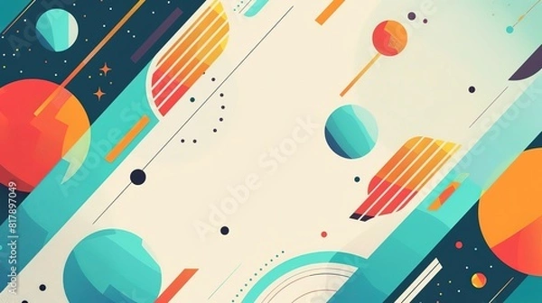 Obraz retro vintage abstract background geometric shape spot line, Generative Ai