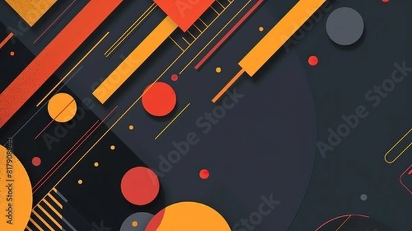 Obraz retro vintage abstract background geometric shape with speed motion perspective line, Generative Ai