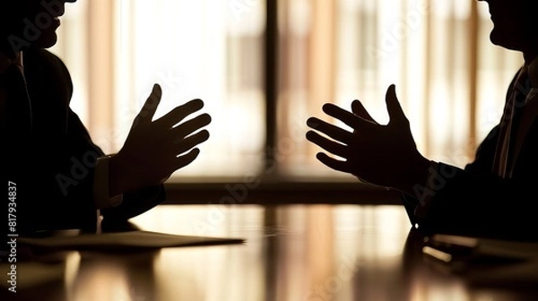 Obraz Lawyer in Mediation: During a mediation session, a lawyer represents their client, negotiating with opposing parties to reach a fair and amicable resolution