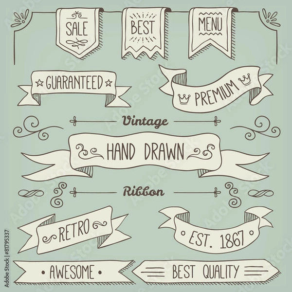 Obraz Hand Drawn Scroll Elements and Page Decoration