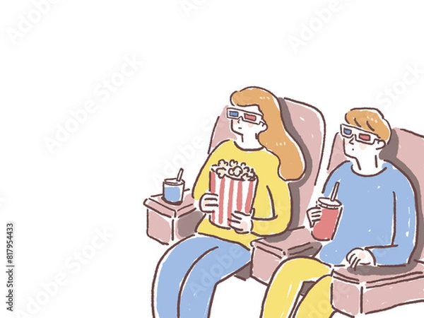 Obraz 映画を見る3Dメガネをかけた男性と女性