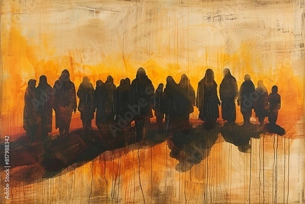 Fototapeta A minimalist illustration featuring Jesus and the 12 disciples, depicted with simple and clean lines to highlight the unity and diversity among the figures