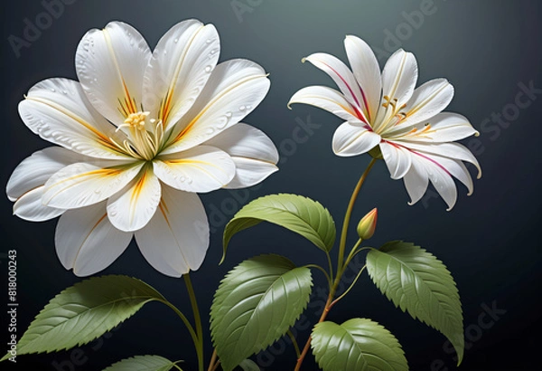 Obraz White flower on Black background