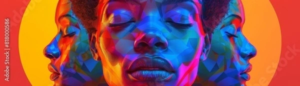 Fototapeta Sacred figures in pop art flat design front view religious symbolism theme 3D render