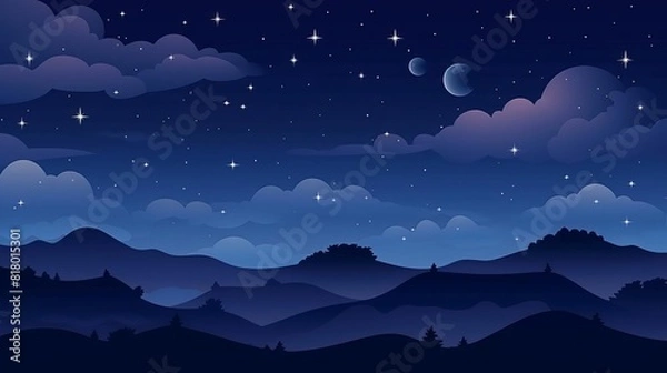 Fototapeta background night sky flat design top view celestial theme animation Complementary Color Scheme