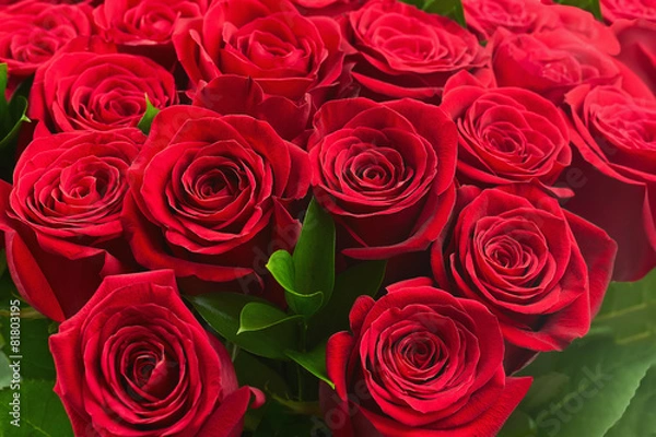Obraz Colorful flower bouquet from red roses for use as background.